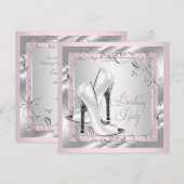 Vrouwelijk Roze Verjaardagsfeestje Kaart (Voorkant / Achterkant)