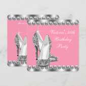 Vrouwelijk roze verjaardagsfeestje kaart (Voorkant / Achterkant)