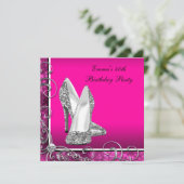 Vrouwelijk roze verjaardagsfeestje kaart (Staand voorkant)
