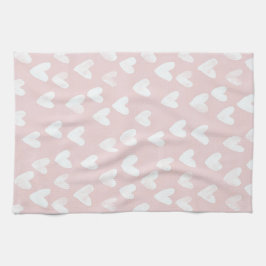 Vrouwelijk roze witte harten bruidsdouche theedoek