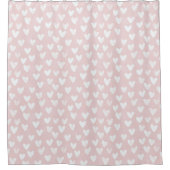 Vrouwelijk Roze Witte Hartjes Bruiloftsfeest Douchegordijn (Voorkant)