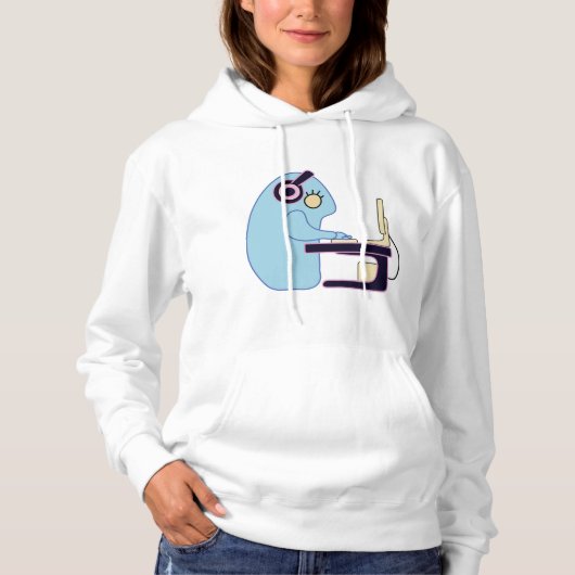 Vrouwelijk schattig blauw programmeer monster hoodie (Voorkant)