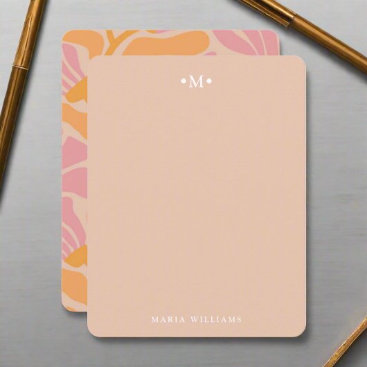 Vrouwelijk schoon patroon Abstracte bloemen monogr Notitiekaartje