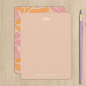 Vrouwelijk schoon patroon Abstracte bloemen monogr Notitiekaartje