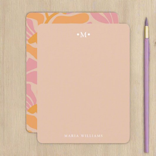 Vrouwelijk schoon patroon Abstracte bloemen monogr Notitiekaartje