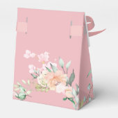 Vrouwelijk Schrift Monogram Roze Bloemen Bedankdoosjes (Achterkant)