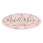 Vrouwelijk script elegant blush roze faux marble naambadge (Voorkant)