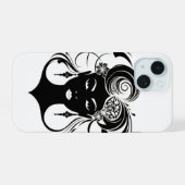 vrouwelijk silluet iPhone 15 case (Achterkant horizontaal)