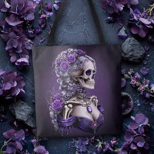 Vrouwelijk skelet Cameo-stijl portret Tote Bag