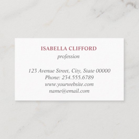 Vrouwelijk sprankelend roos goud | professioneel visitekaartje (Achterkant)