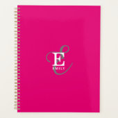 Vrouwelijk Stijlvol Monogram Typografie Hot Pink Planner (Voorkant)