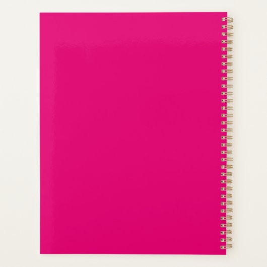 Vrouwelijk Stijlvol Monogram Typografie Hot Pink Planner (Achterkant)