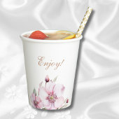 Vrouwelijk Stoffig Roze Bloemen Rozen Vrijgezellen Papieren Bekers