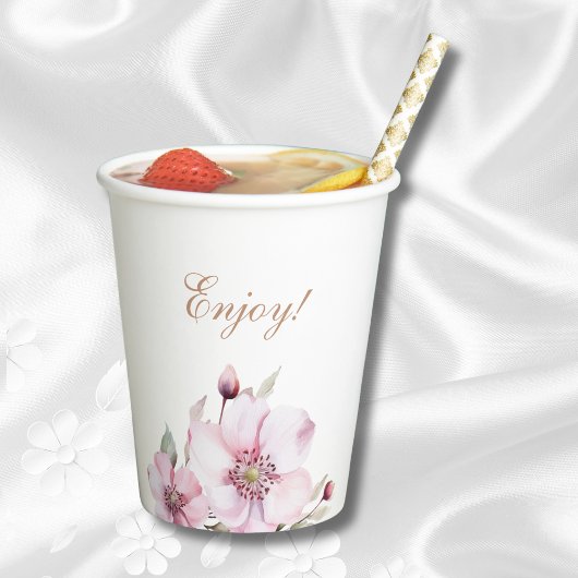 Vrouwelijk Stoffig Roze Bloemen Rozen Vrijgezellen Papieren Bekers