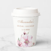 Vrouwelijk Stoffig Roze Bloemen Rozen Vrijgezellen Papieren Bekers (Achterkant)