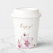 Vrouwelijk Stoffig Roze Bloemen Rozen Vrijgezellen Papieren Bekers (Voorkant)