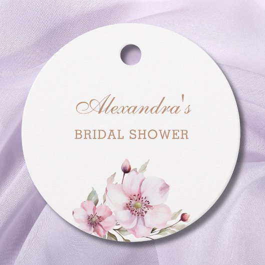 Vrouwelijk stoffig roze rozen bruidsdiner bedankje bedankjes labels