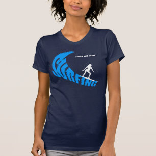 Vrouwelijk surfen aanpasbaar t-shirt