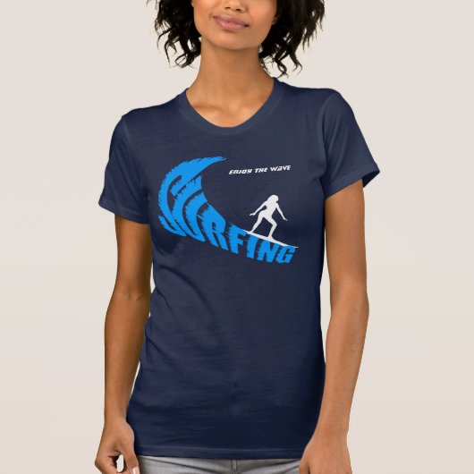 Vrouwelijk surfen aanpasbaar t-shirt (Voorkant)