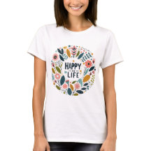 Vrouwelijk T-shirt met het thema "Happy My Life"