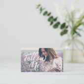 Vrouwelijk & trendy Volg mij Social Media Foto Visitekaartje (Staand voorkant)
