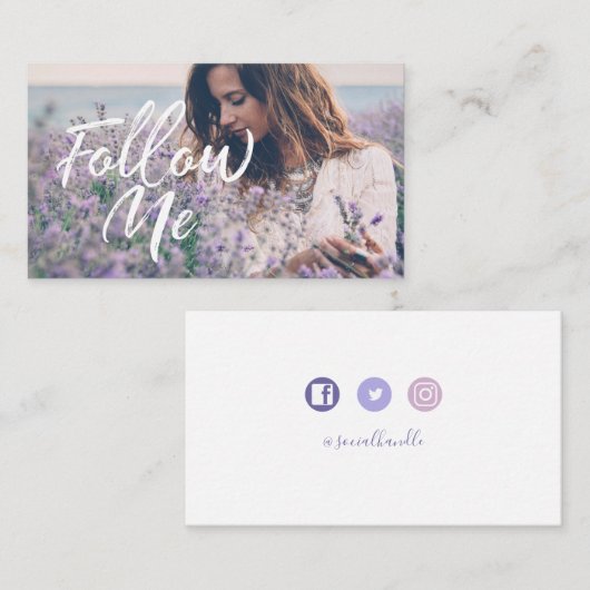Vrouwelijk & trendy Volg mij Social Media Foto Visitekaartje (Voorkant / Achterkant)