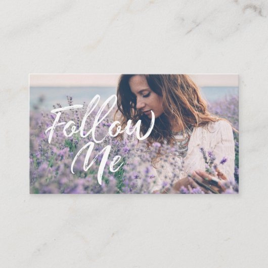 Vrouwelijk & trendy Volg mij Social Media Foto Visitekaartje (Voorkant)