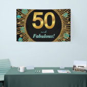 Vrouwelijk turquoise gouden 50e verjaardag banner (Beurs)