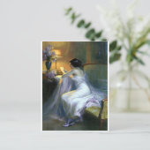 vrouwelijk vrouw die brief leest antiek schilderku briefkaart (Staand voorkant)