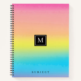 Vrouwelijk Waterverf Regenboog Monogram School Notitieboek