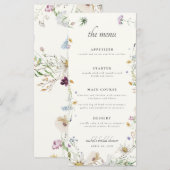 Vrouwelijk Wildflower Vrijgezellenfeest Menu (Voorkant / Achterkant)