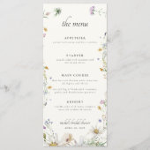 Vrouwelijk Wildflower Vrijgezellenfeest Menu (Voorkant)