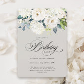 Vrouwelijk wit bloemen verjaardagsfeestje kaart