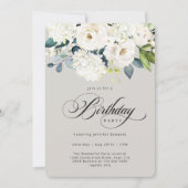 Vrouwelijk wit bloemen verjaardagsfeestje kaart (Voorkant)