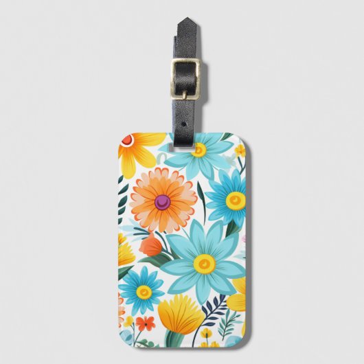  vrouwelijk wit bloemmotief bagagelabel (Voorkant (verticaal))