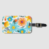  vrouwelijk wit bloemmotief bagagelabel (Voorkant (horizontaal))