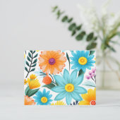  vrouwelijk wit bloemmotief feestdagenkaart (Staand voorkant)