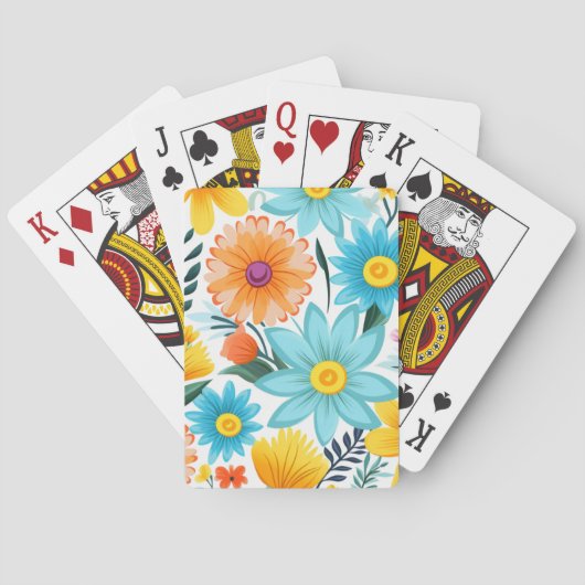 vrouwelijk wit bloemmotief pokerkaarten (Achterkant)