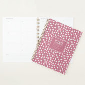 Vrouwelijk wit blozend roze polka stippenpatroon planner (Display)