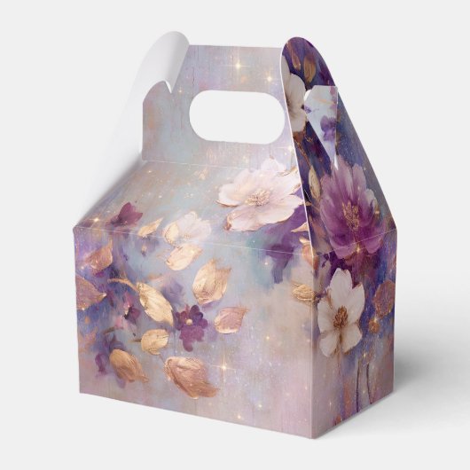 Vrouwelijk wit glam goud Paarse bloemen Bedankdoosjes (Achterkant)