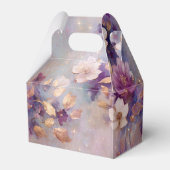 Vrouwelijk wit glam goud Paarse bloemen Bedankdoosjes (Voorkant Zijde)