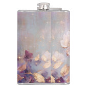 Vrouwelijk wit glam goud Paarse bloemen Heupfles (Achterkant)