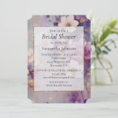 Vrouwelijk  Wit Glam Goud Paarse Bloemen Kaart (Staand voorkant)