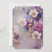 Vrouwelijk  Wit Glam Goud Paarse Bloemen Kaart (Achterkant)