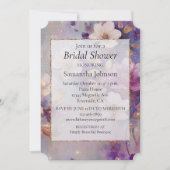 Vrouwelijk  Wit Glam Goud Paarse Bloemen Kaart (Voorkant)