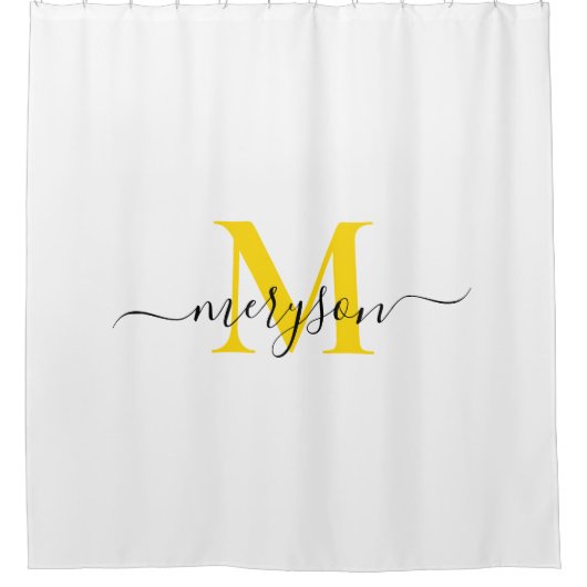 Vrouwelijk Wit Goud Script, Elegante Monogram Naam Douchegordijn (Voorkant)