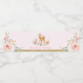 Vrouwelijk Woodland Blush Goud Bloemen Verjaardags Waterfles Etiket (Enkel label)