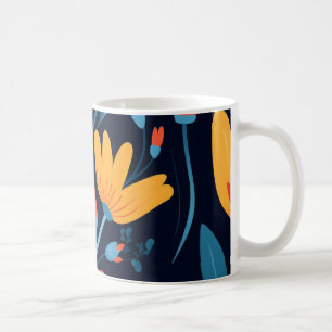 vrouwelijk zwart bloemmotief koffiemok