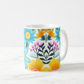 vrouwelijk zwart bloemmotief koffiemok (Voorkant rechts)