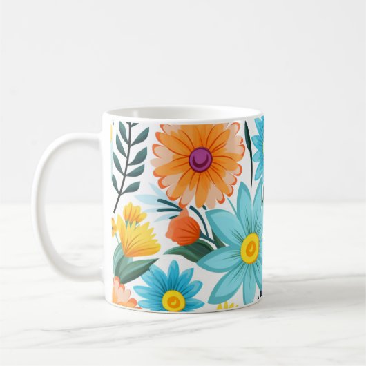 vrouwelijk zwart bloemmotief koffiemok (Links)